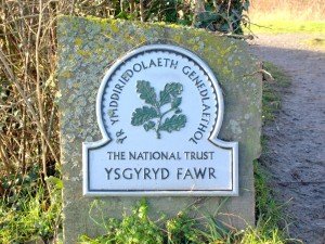 The national trust sign marking the start of teh Skirrid walk