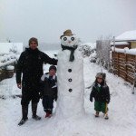 A giant Snowman (with an important message) constructed by the Jones family in Crickhowell - Courtesy of Harriet Jones