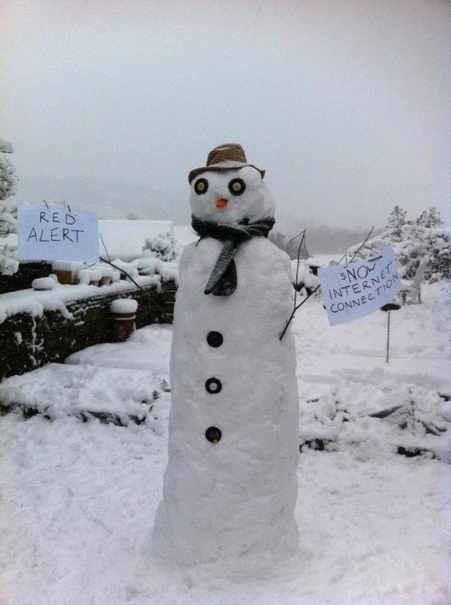 A giant Snowman (with an important message) constructed by the Jones family in Crickhowell - Courtesy of Harriet Jones