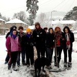 Abergavenny young people working with Monmouthshire CC Highways to clear snow in residential care areas.