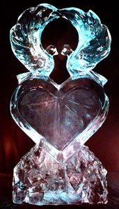 A bespoke ice sculpture makes a stunning centre piece for a wedding