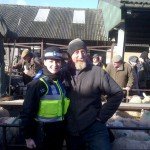 CSO Sara Mason with local farmer Jim Beavan, star of Lambing Live