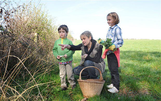 Adele with two young foragers-in-the-making.