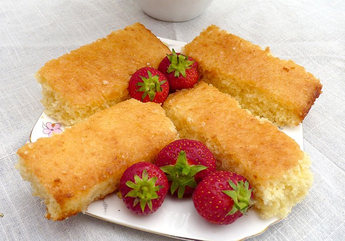 Coconut Slice with Lemon syrup 